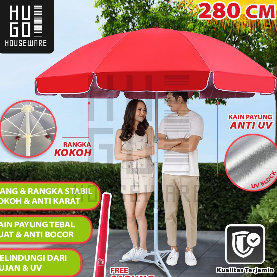Tinggi Peminat  HUGO Payung Jualan 28 CM Payung Tenda Taman Pantai Cafe Bazar Lapak dengan Sarung