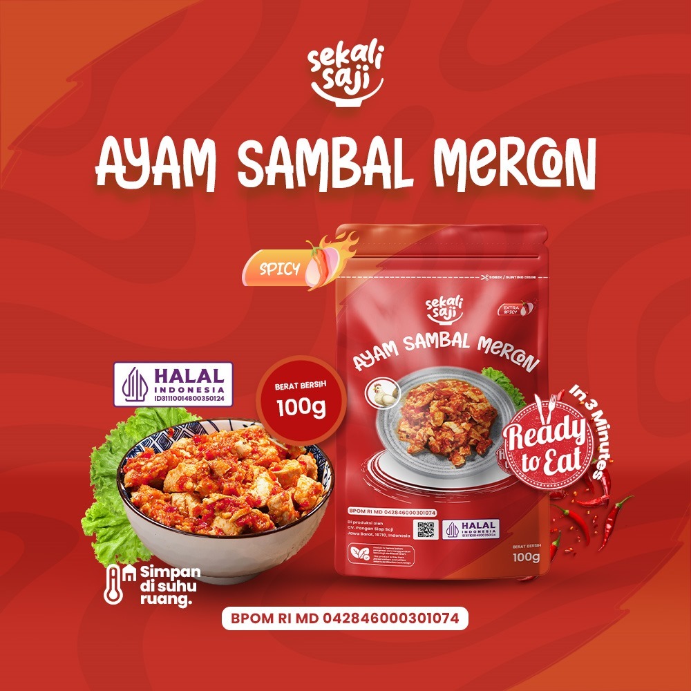 

SEKALI SAJI - Makanan Instan Ayam Sambal Mercon 100gr Lauk Pauk Mateng Halal