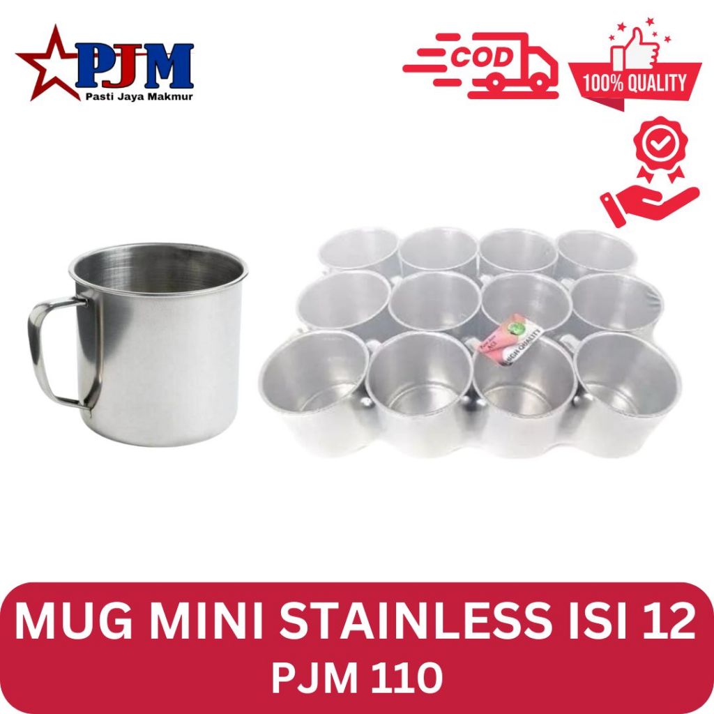 MUG MINI Stainless ISI12 Pcs/ 1 LUSIN  Ukuran 7 cm PJM243/ GELAS/Cangkir Kopi Teh