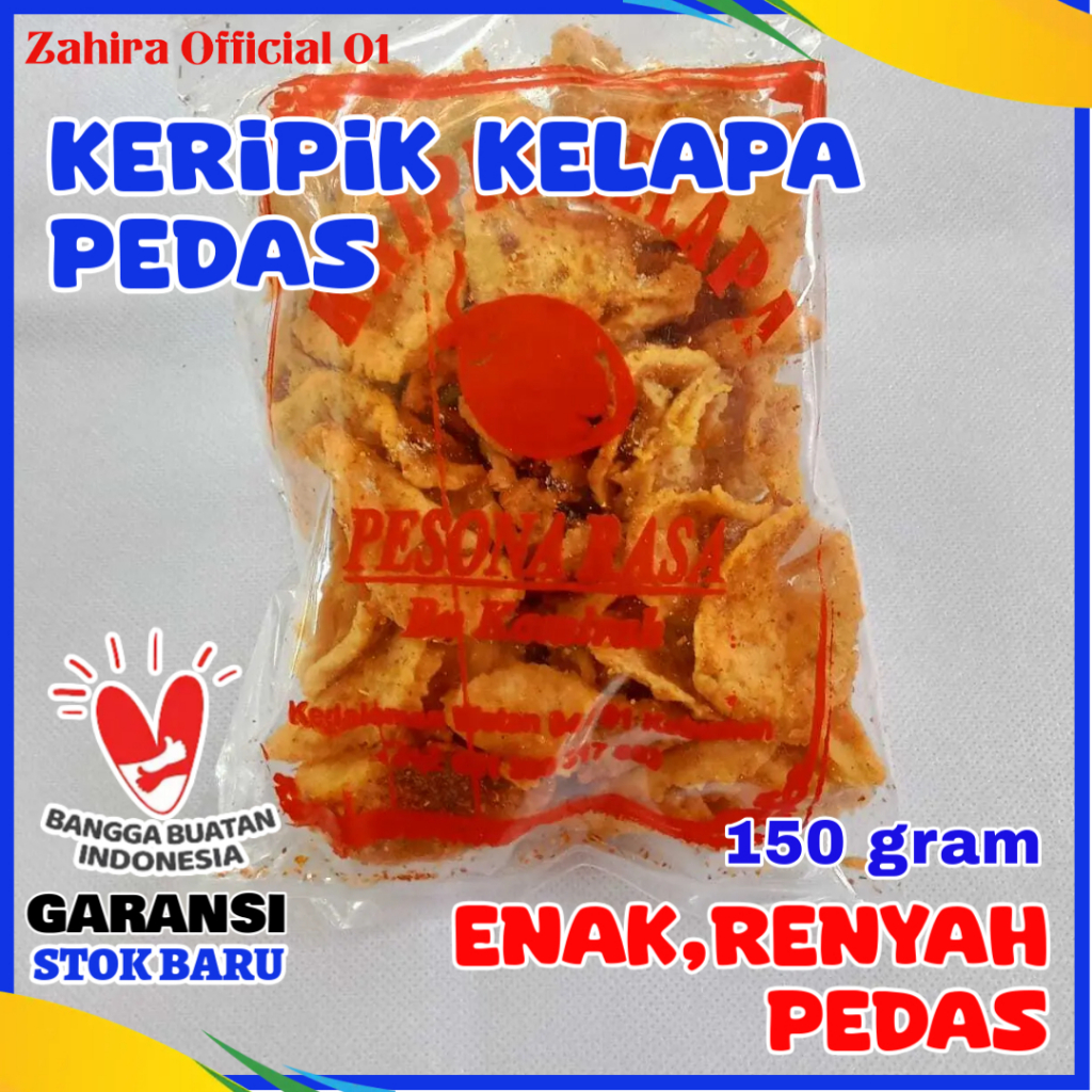 

Keripik Kelapa Pedas Cemilan Kripik Pedas Oleh-oleh Khas Kebumen 150 Gram