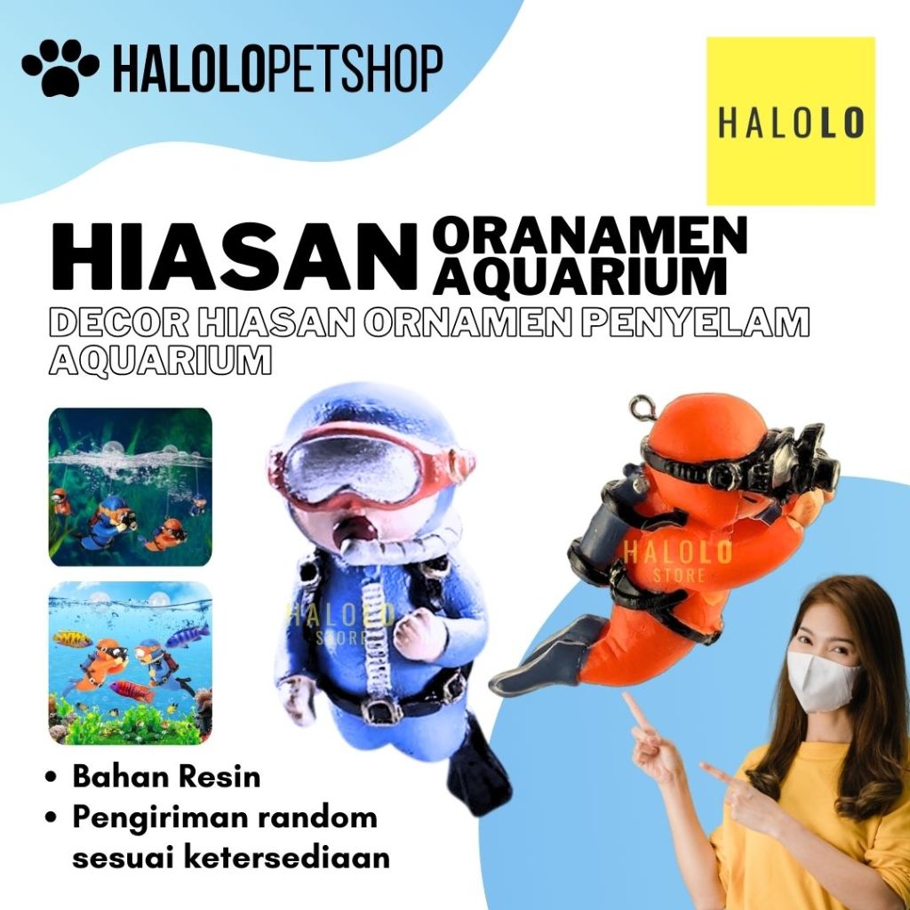 Hiasan Dekorasi Aquarium Aquascape Ornamen Penyelam Miniatur Penyelam Dekorasi Aquarium