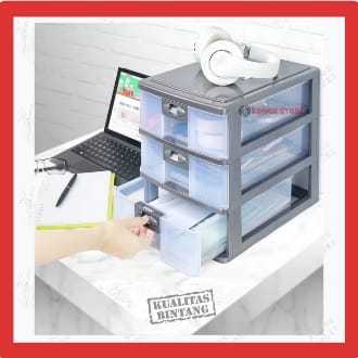 Laci Container Susun 3 / Rak Susun Kosmetik Kotak Obat Dokumen Surat  / Box Container Rak Susun A4