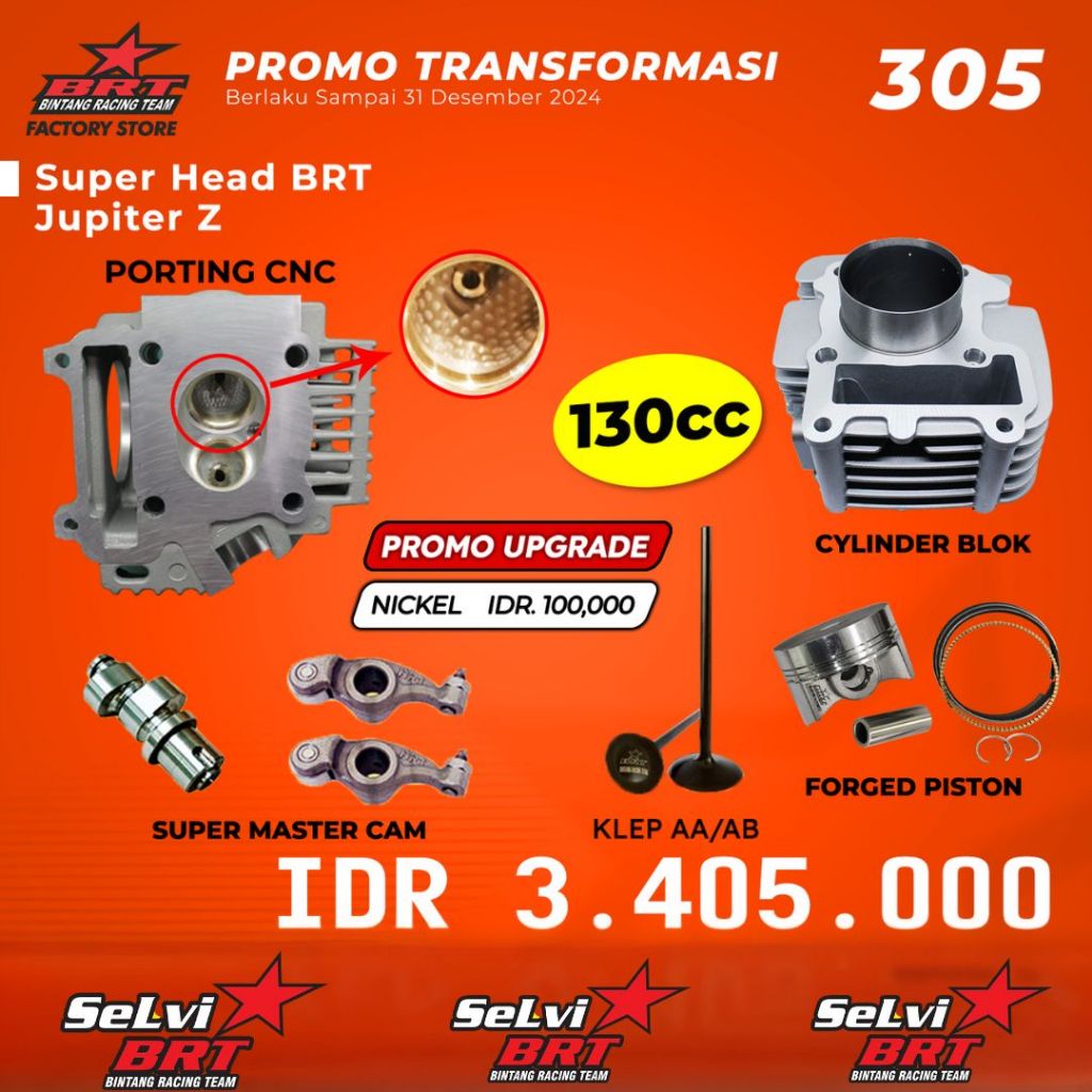 PAKET BOREUP JUPITER Z HEAD PORTING BLOK PISTON MASTER CAM RRA BRT