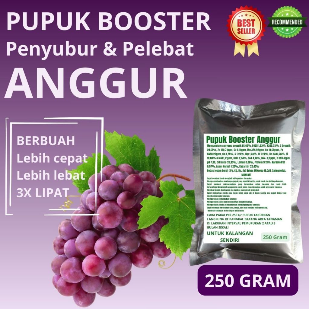 Pupuk Padat Booster Pelebat Buah Anggur Penyubur Perangsang Buah Anggur