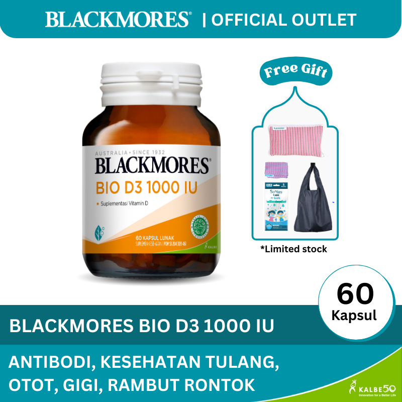 𝑶𝑭𝑭𝑰𝑪𝑰𝑨𝑳 Blackmores Bio D3 1000 IU Isi 60/ Vitamin D 1000 IU Daya Tahan Tubuh BPOM Halal