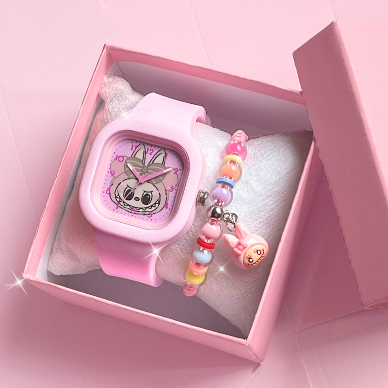 LABUBU Jam tangan perempuan Labubu & gelang anak Labubu Jam tangan anak-anak simulasi