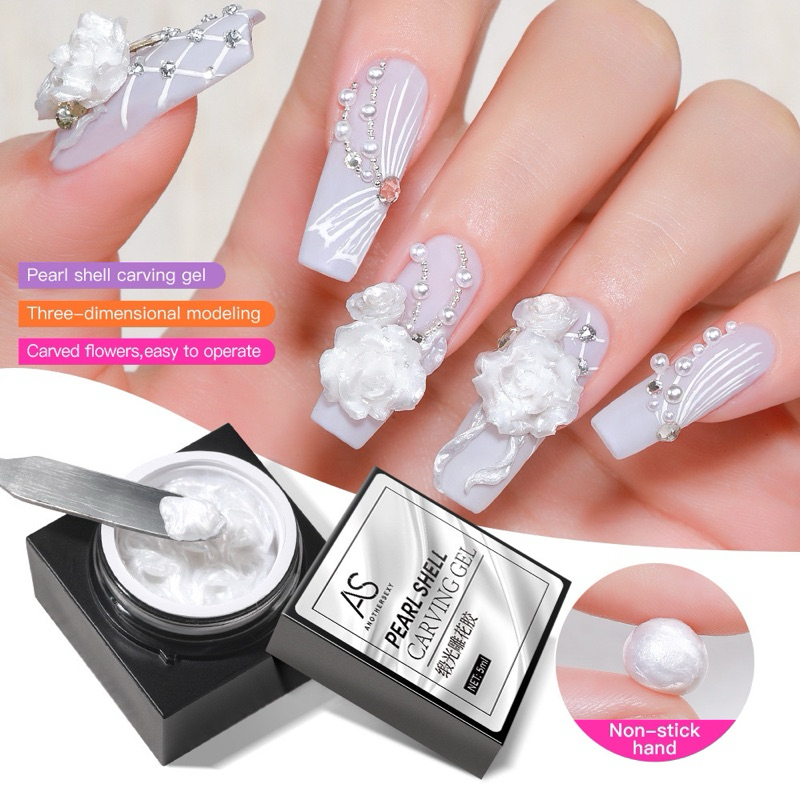KHEISHOP K117S AS CleaR White PEARL PVC Carving Gel / Non Stick Multifunction 4D 3D Nail Gel CAVER G