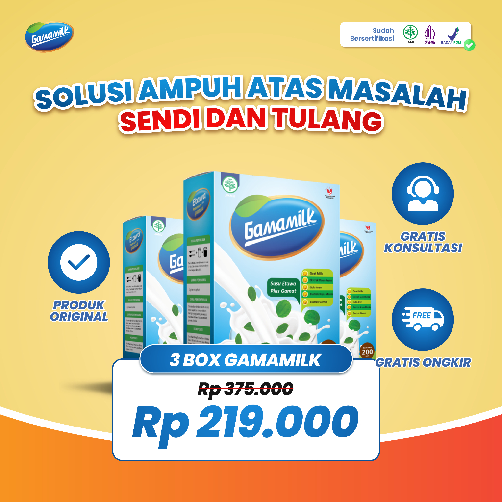 

GAMAMILK Susu Etawa (3 BOX) - Meredakan nyeri sendi, memperbaiki tulang dll (etawalin, etawasure, etawanesia, gamamilk)