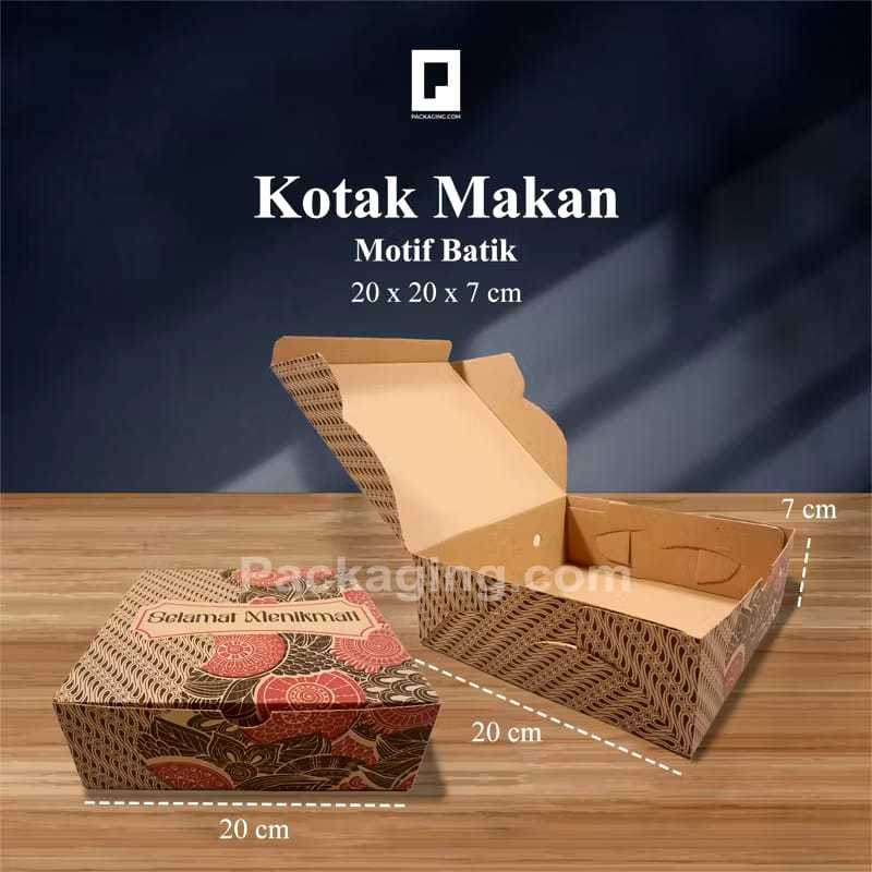 

Box flute Motif Batik SUNARE uk 20 x 20 x 7 / Dus Nasi Coklat Motif PER 10 PCS