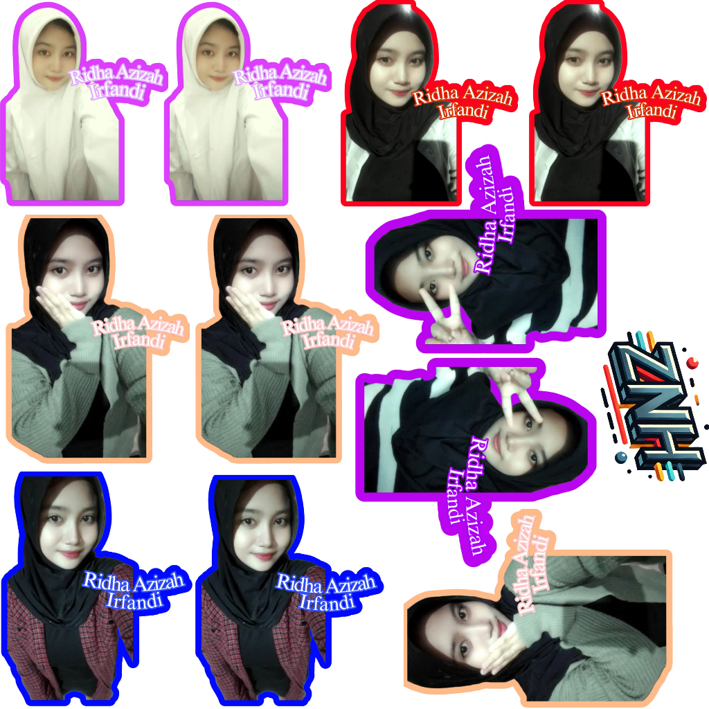 

stiker Vinly Pack isi10 pcs Foto & Tulisan Nama Custom Free Desain - Bahan Vinly Premium Waterproof