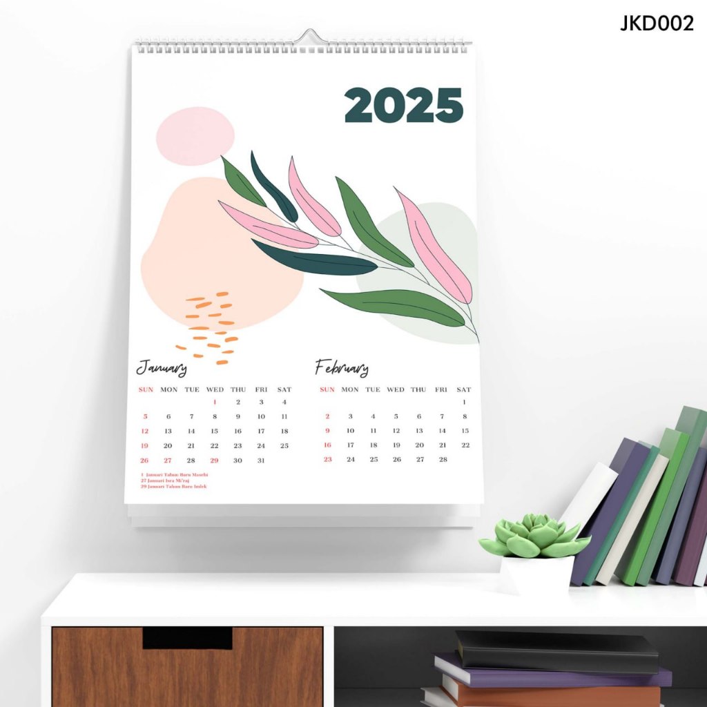 

kalender dinding 2025 aesthetic lengkap sipral ukuran A3 isi 7 lembar untuk interior ruangan