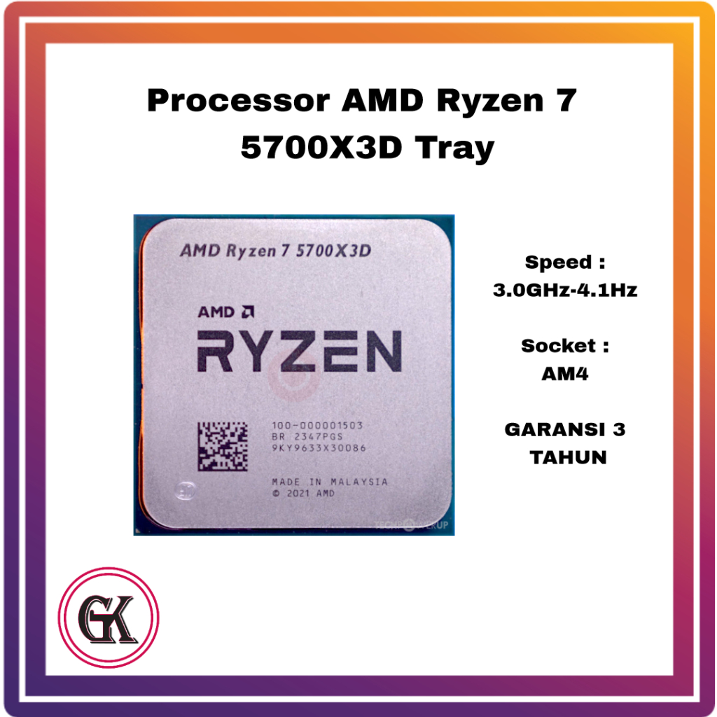 Cpu Processor AMD Ryzen 7 5700X3D Up To 4.1 GHz Tray