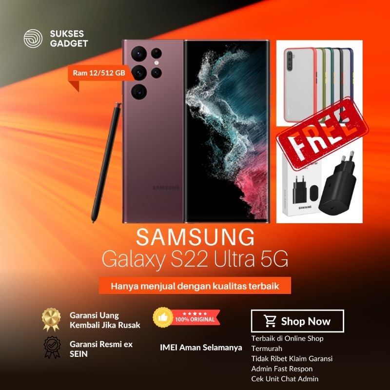 Samsung S22 Ultra 5G 12/512GB Second Mulus Fullset Garansi Resmi SEIN