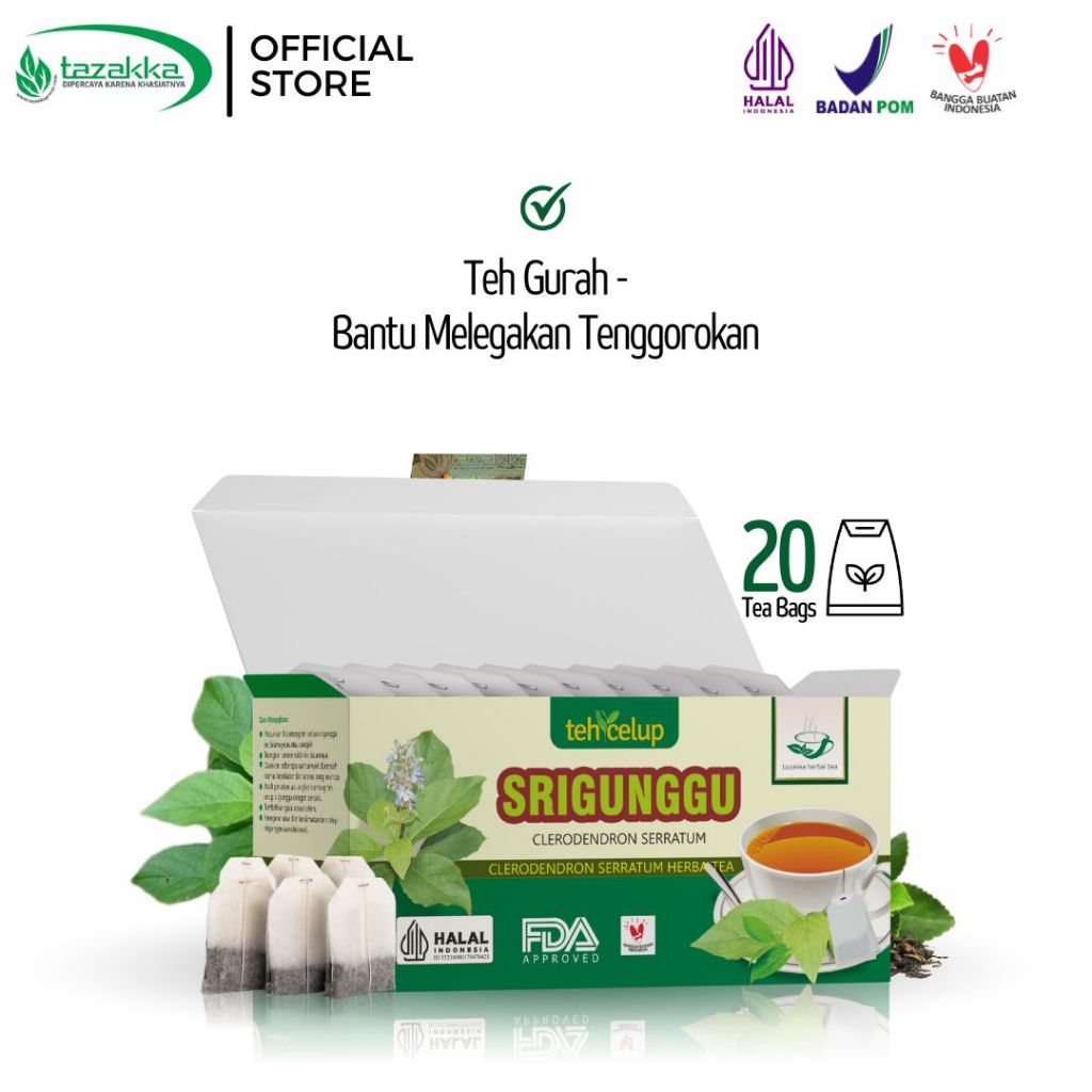 

Teh Gurah Penghilang Lendir Dahak Daun Srigunggu Tazakka Isi 20 Minuman Herbal Obat Batuk Berdahak