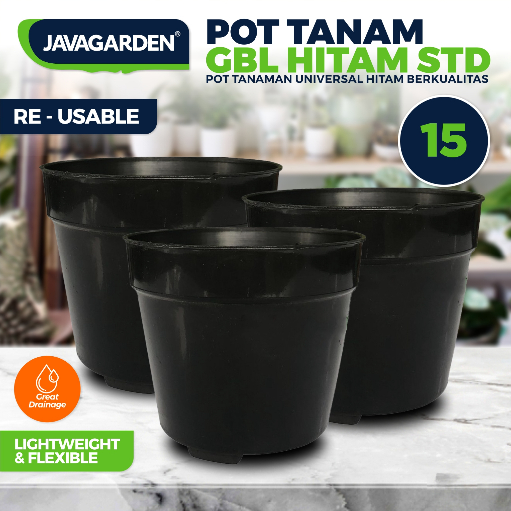 Javagarden - Pot GBL 15 Hitam - Pot Kecil 8cm Pot Bibit Tanaman Bunga Hias