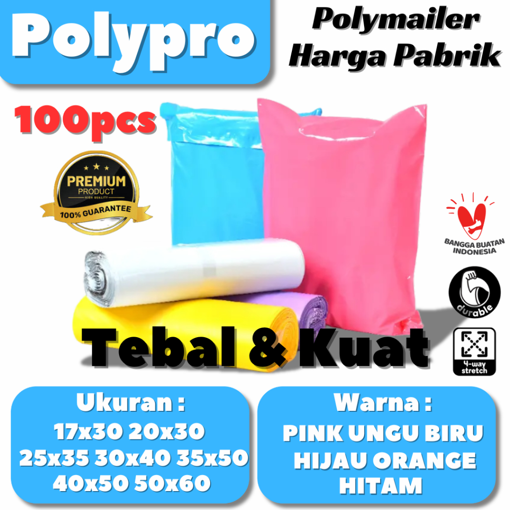 

Polymailer Premium Warna GLOSSY / Plastik Packing Online / Tebal Kuat / 100Pcs