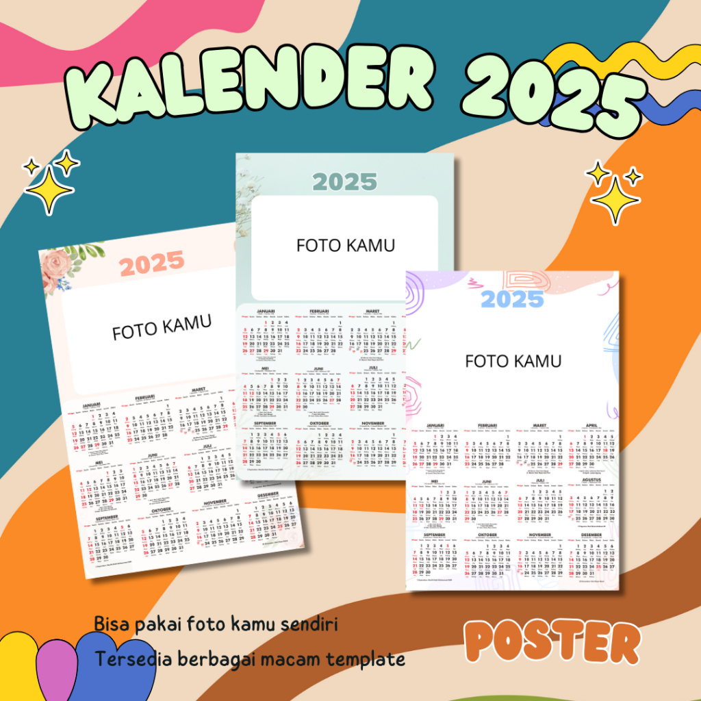 

[12 Bulanan A4] PART 2 Kalender Dinding 2025 Kalender Poster 12 Bulanan A4 Custom