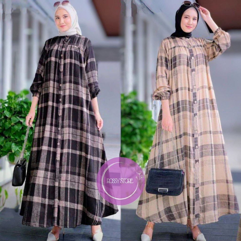 Gamis Rayon Premium | Gamis Gauri Ld 120 | Gamis Rayon Diamond | Gamis Motif Kotak Kotak