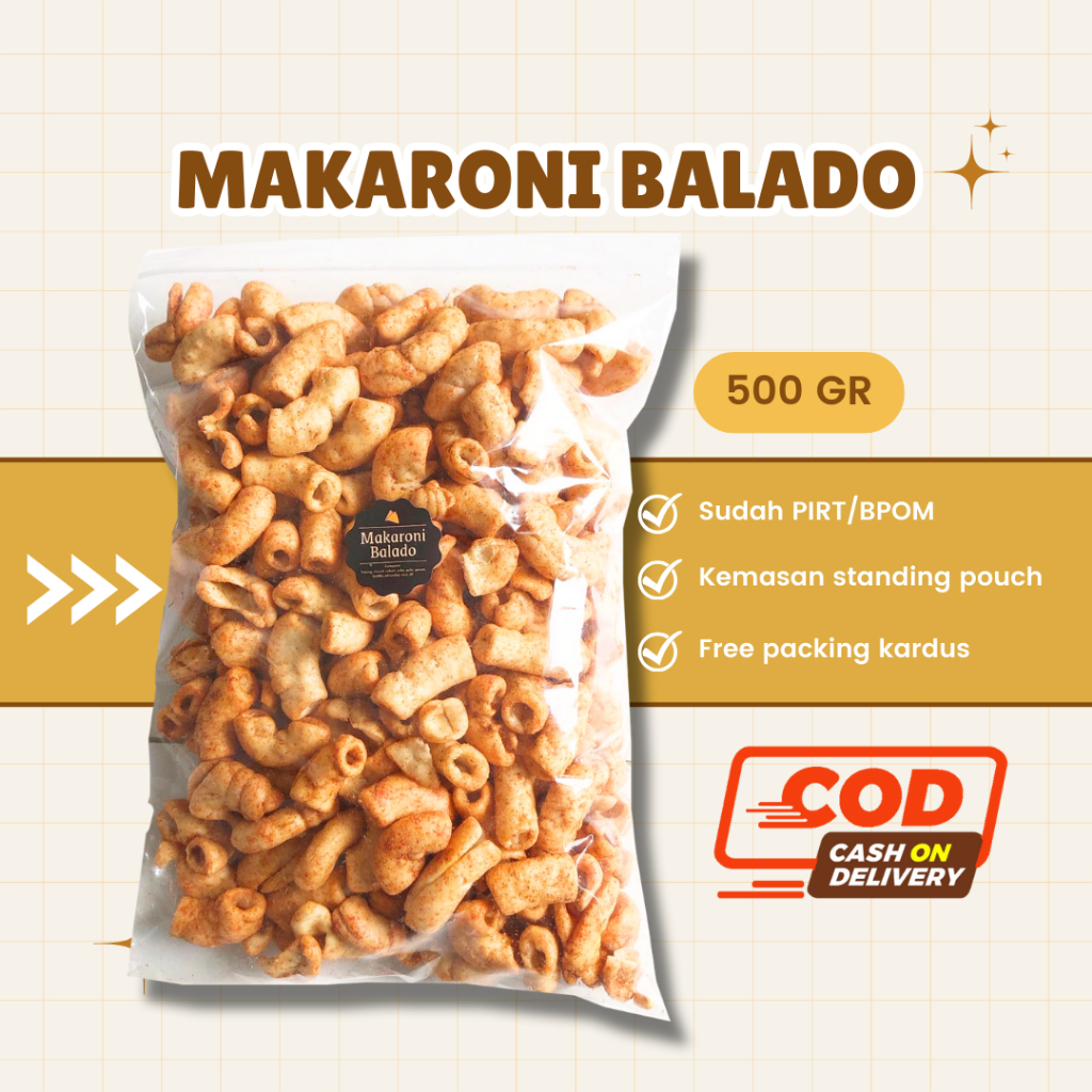 

[DELISH SNACKS] Makaroni Besar Balado (Grosir) 250gr 500gr / Snack Cemilan Camilan Grosiran Kiloan