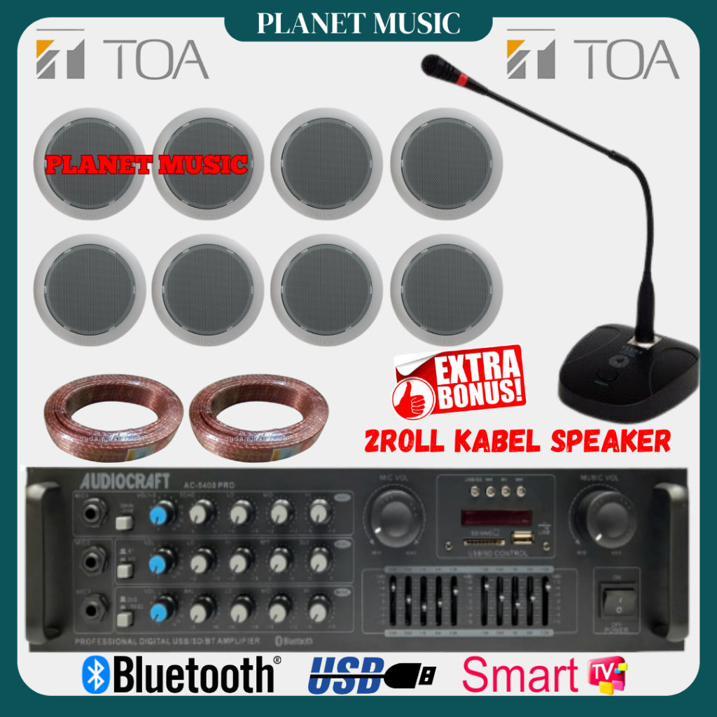Paket Speaker Ceiling TOA / Paket Speaker Plafon TOA Indoor ( 8 Speaker )