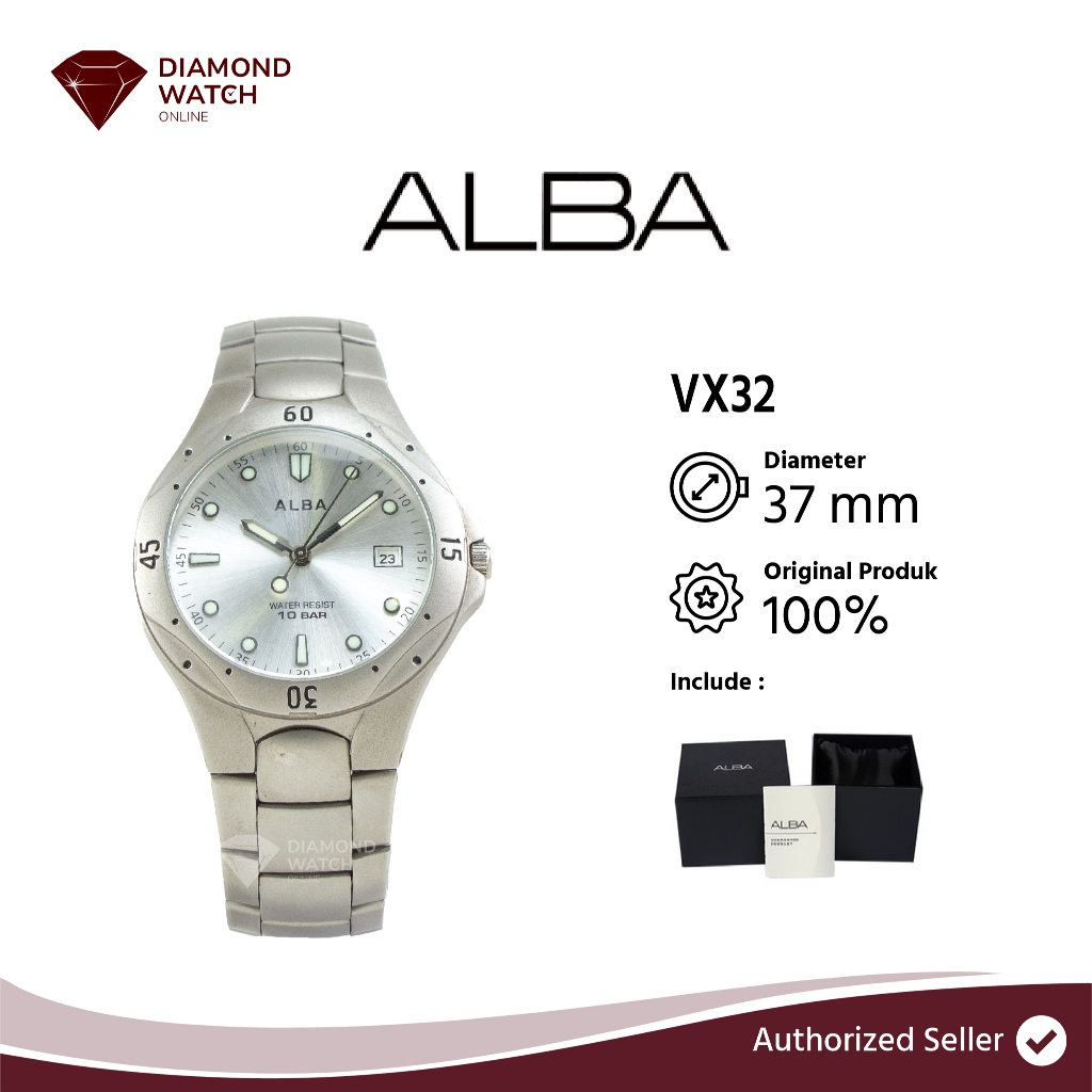 Alba Lumibrite 10 Bar 37 mm/9.40MM Silver Stainless Steel Strap VX32