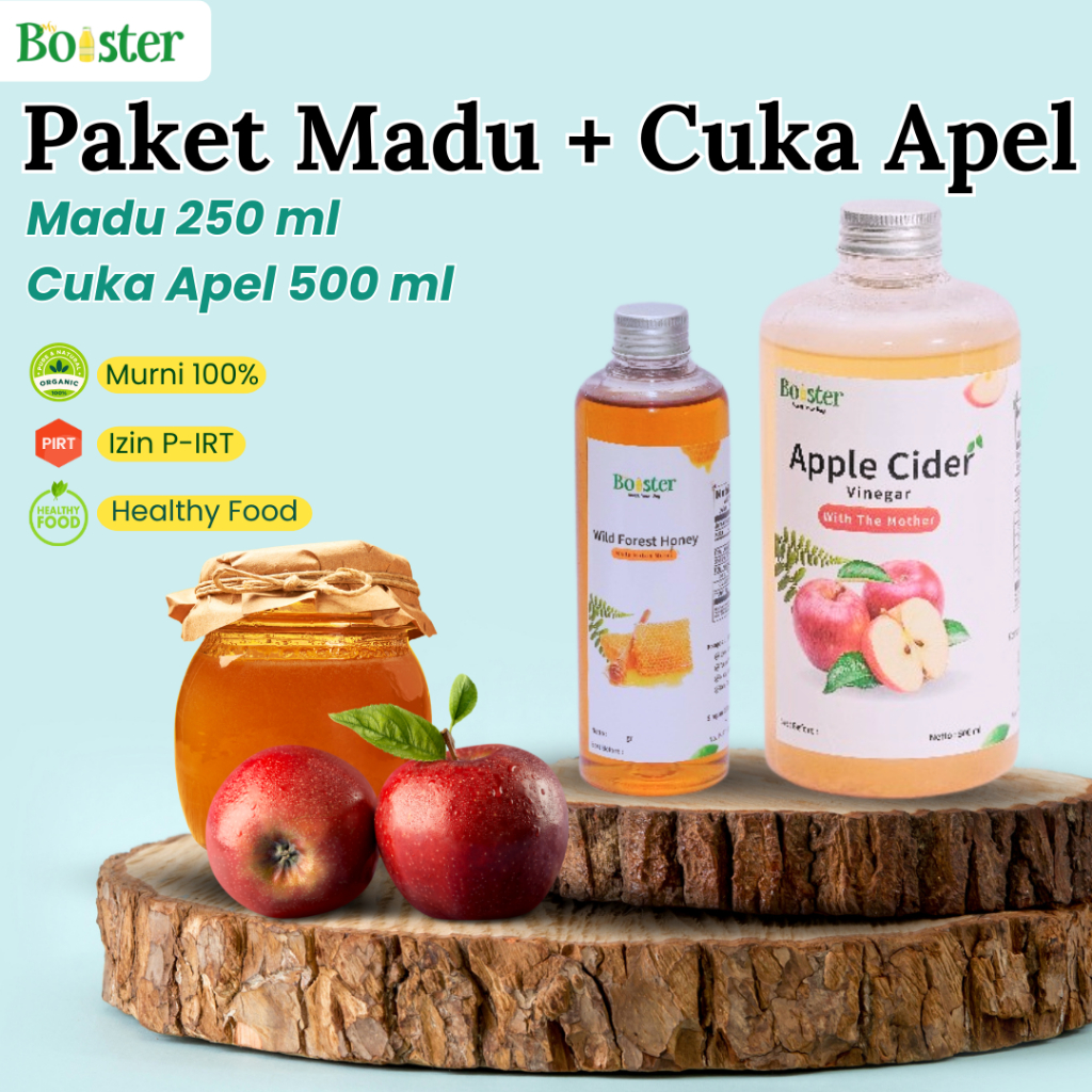 

MYBOOSTER PAKET CUKA APEL + MADU PAKET 2IN1 DIET SEHAT CUKA APEL 500ML MADU HUTAN 250ML ORIGINAL