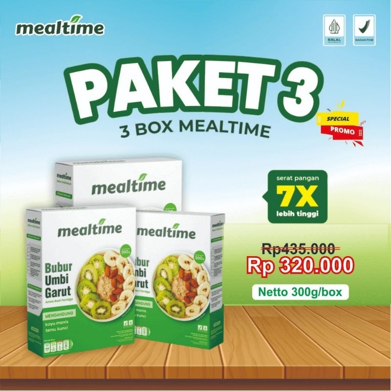 

PAKET 3 BOX MEALTIME SEREAL BUBUR UMBI GARUT INSTAN PREMIUM