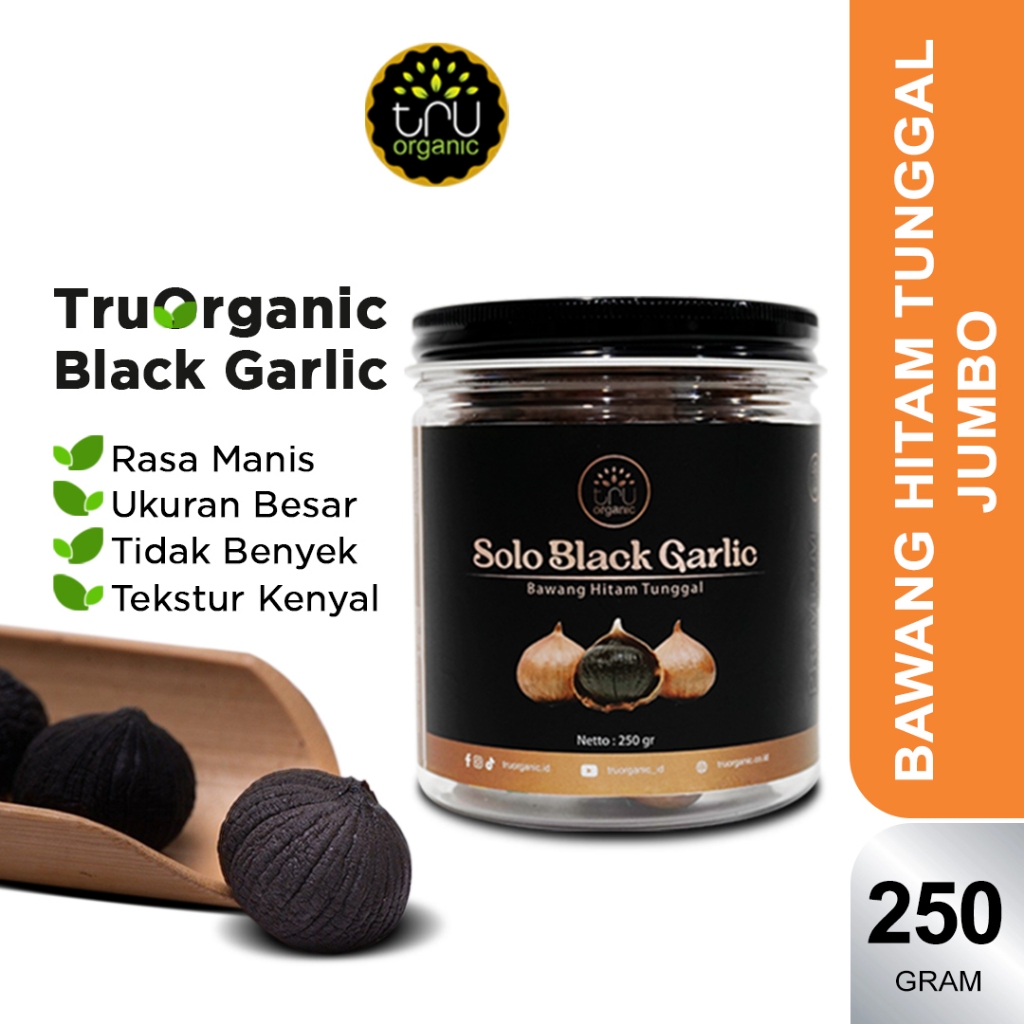 

(JUMBO) Black Garlic Solo 250gr - TruOrganic Bawang Hitam Tunggal