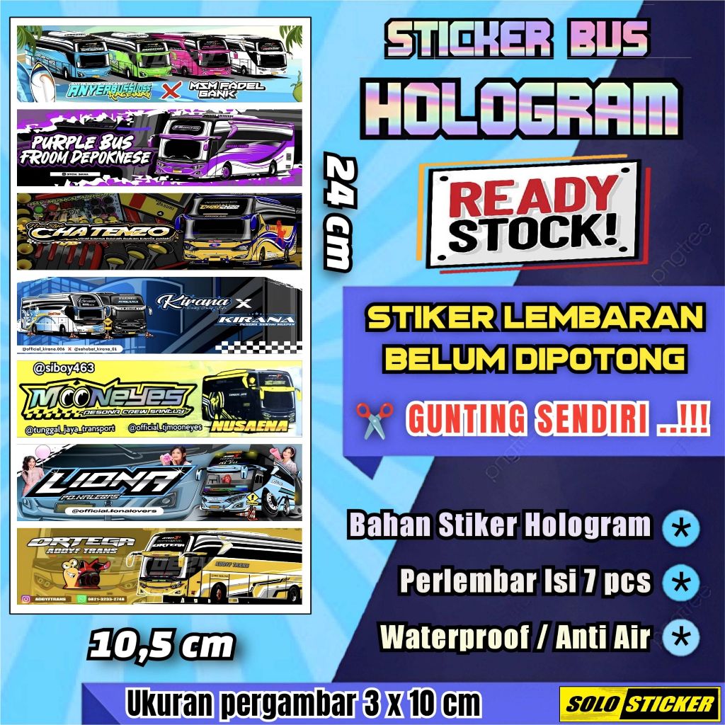 

Stiker Bus Panjang Hologram Lembaran Isi 7pc