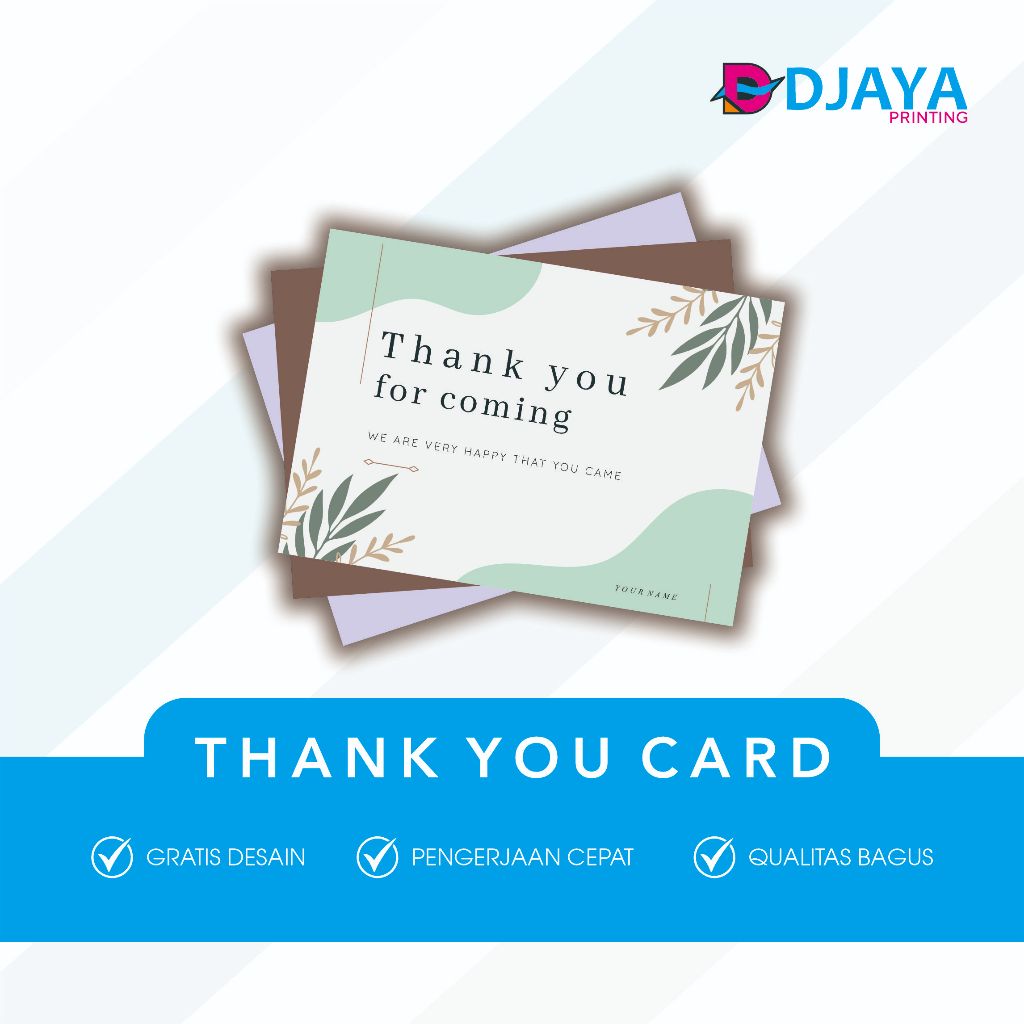 ( 100 pcs ) Thank you card - Kartu ucapan - kartu souvenir - Thank you card custom