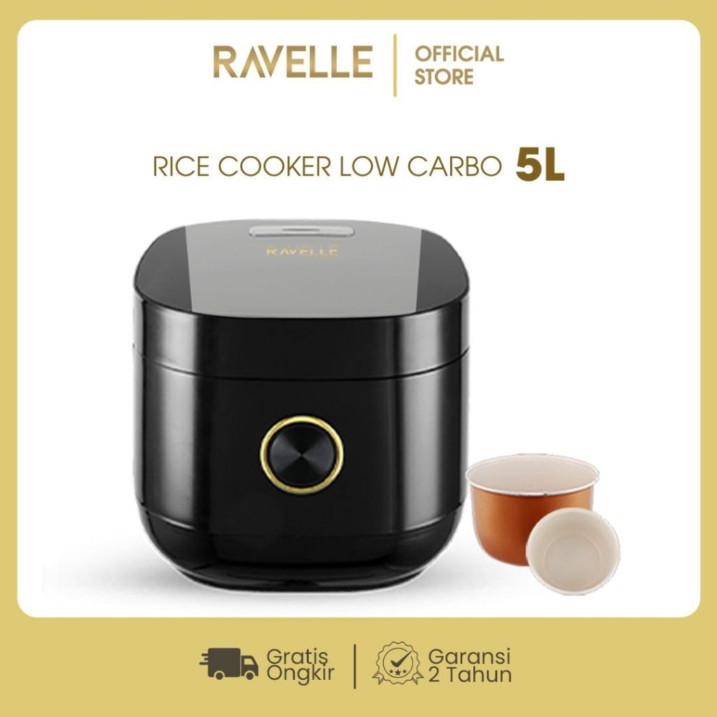 RAVELLE Rice Cooker Digital Low Carbo 1.8 Liter Nasi (5Liter) - Penanak Nasi - Low Watt