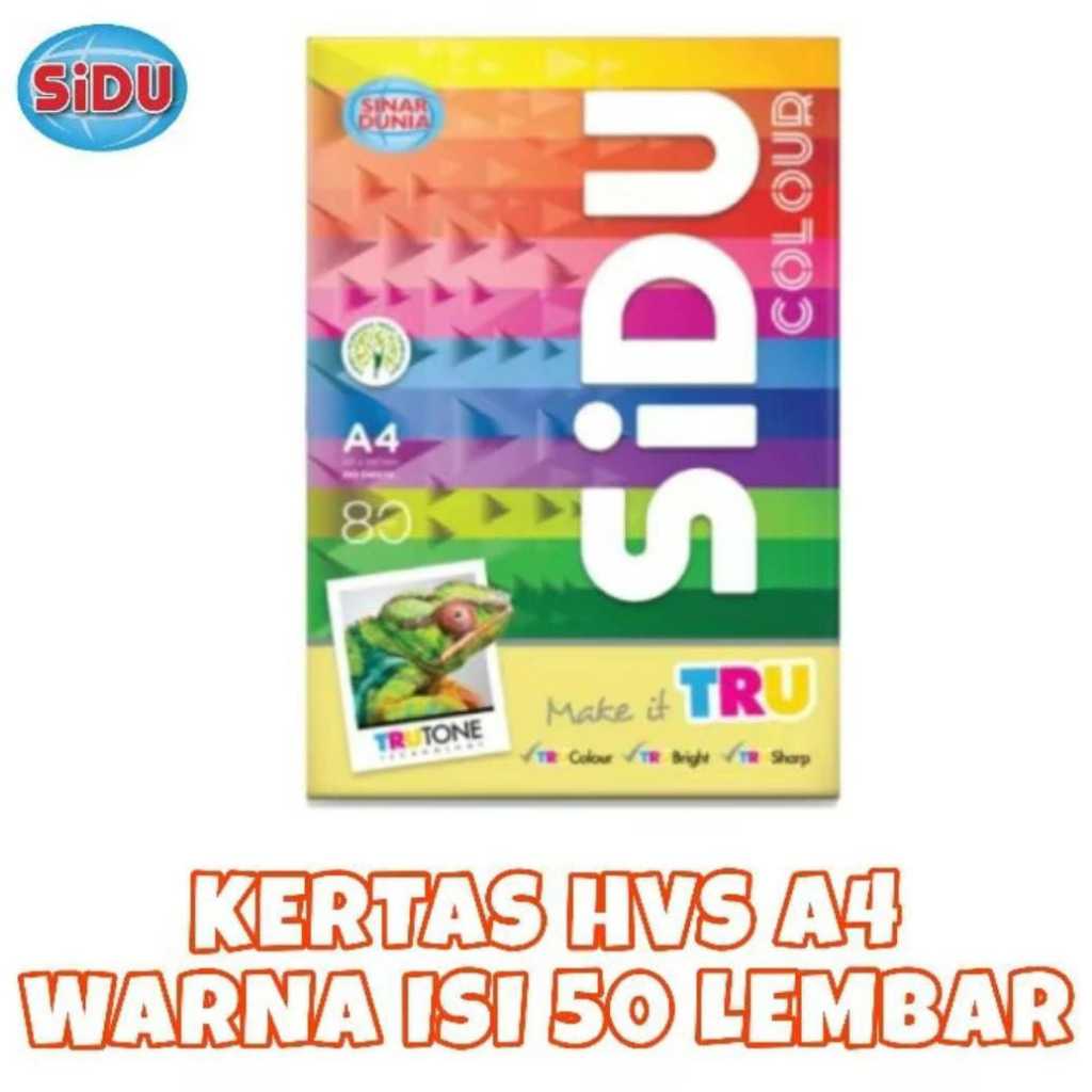 

Sidu Kertas Hvs Ukuran A4 80 Gsm Rainbow Colour / Copy Paper / Kertas Hvs Warna-Warni Isi 50 Lembar