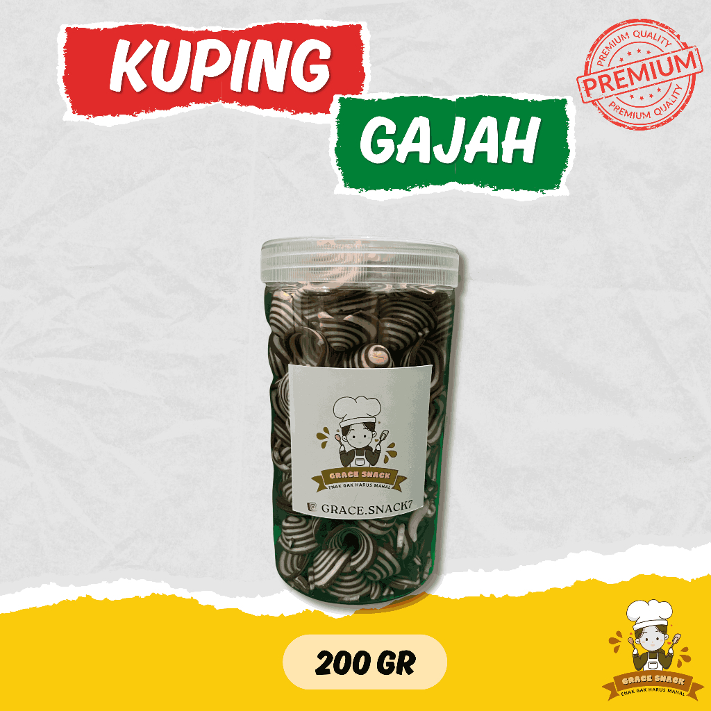 

KUPING GAJAH PREMIUM TOPLES 200 GR - Grace Snack