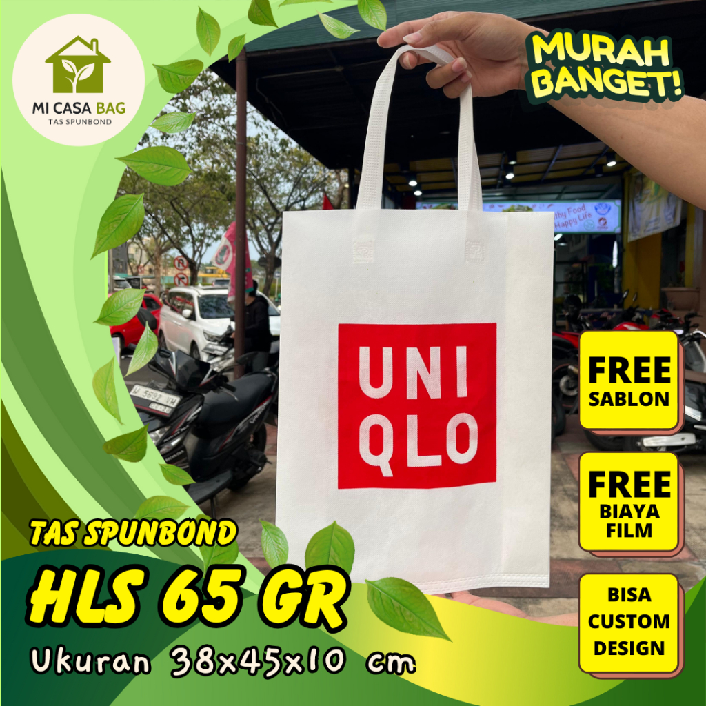 

FREE SABLON TAS SPUNBOND HANDLE LIPAT SAMPING (HLS) 38X45X10 CM 65 GR UNTUK TAS SOUVENIR, SYUKURAN, MENGENANG, PROMOSI, BANSOS,DLL