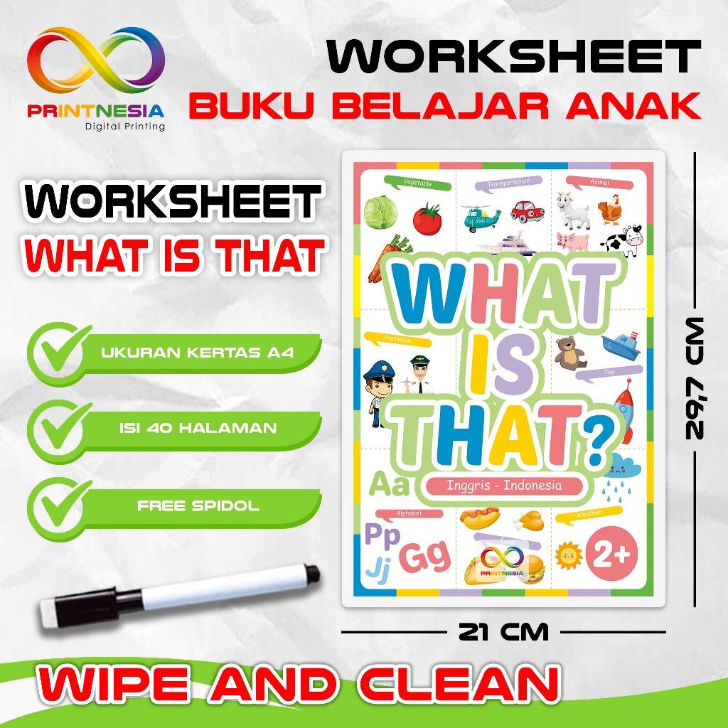 

Activity Worksheet What Is That - Lembar Kerja Edukasi Anak Montessori - Buku Aktivitas Edukasi Anak Usia Dini Toddler Paud PRINTNESIA