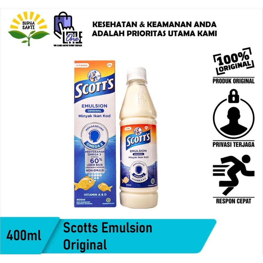 Scott's Emulsion Vitamin dengan Omega 3, Vitamin A dan D Original 400ml