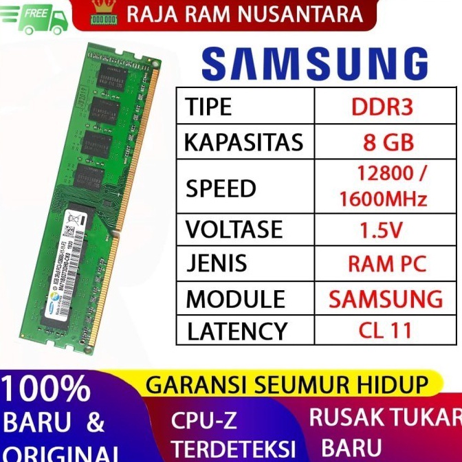 KODE F7G6 BARU RAM  MEMORY SAMSUNG PC DDR3 8GB