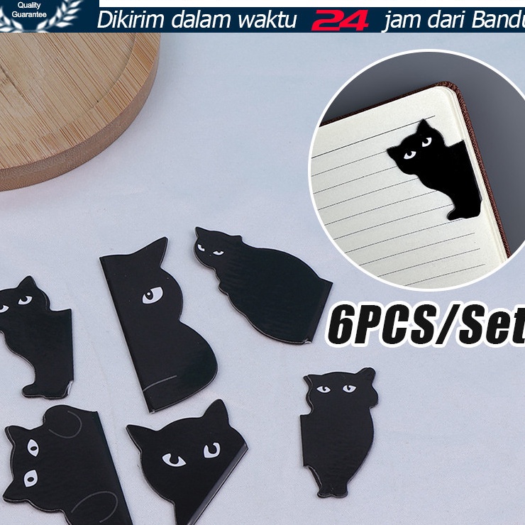 

Top 6PcsSet Black Cat Bookmark For Books Cute Cartoon Magnetic Page Clips Marker Unique Reading