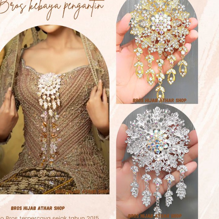 KP8 Bros Kebaya PengantinBross BesarBros Bunga Juntai Bros Mewah Kutubaru Emas Perak Jumbo