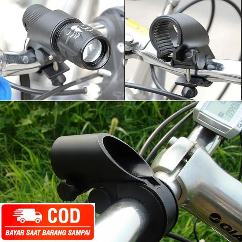 Bracket Holder Senter Sepeda Clamp Lampu Police Mounting 360