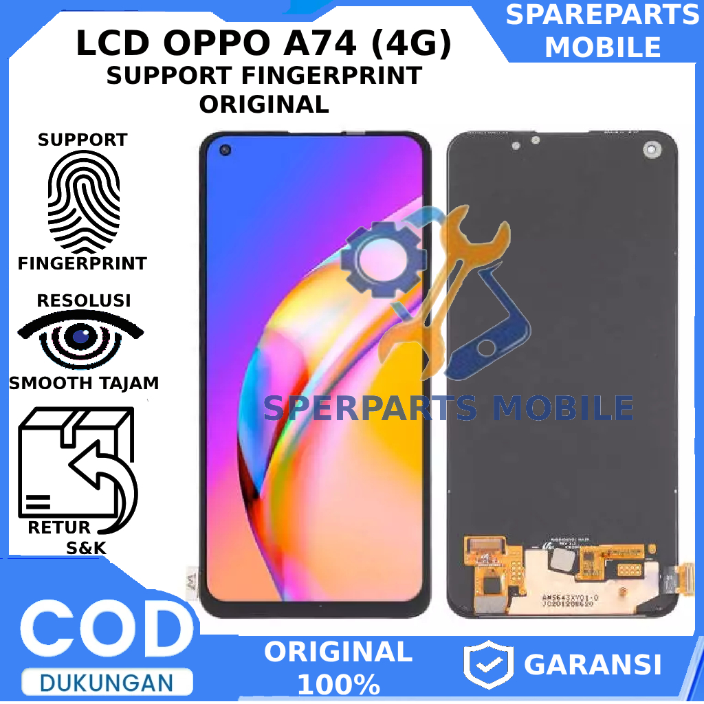 LCD TOUCHSCREEN OPPO A74 (4G) ORIGINAL SUPPORT FINGERPRINT GARANSI FREE LEM
