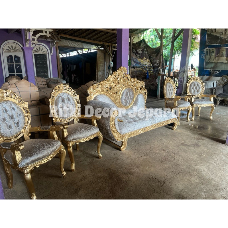 set kursi pelaminan ukir jati / kursi pelaminan rosalinda bunga seribu / kursi pengantin jati / kurs