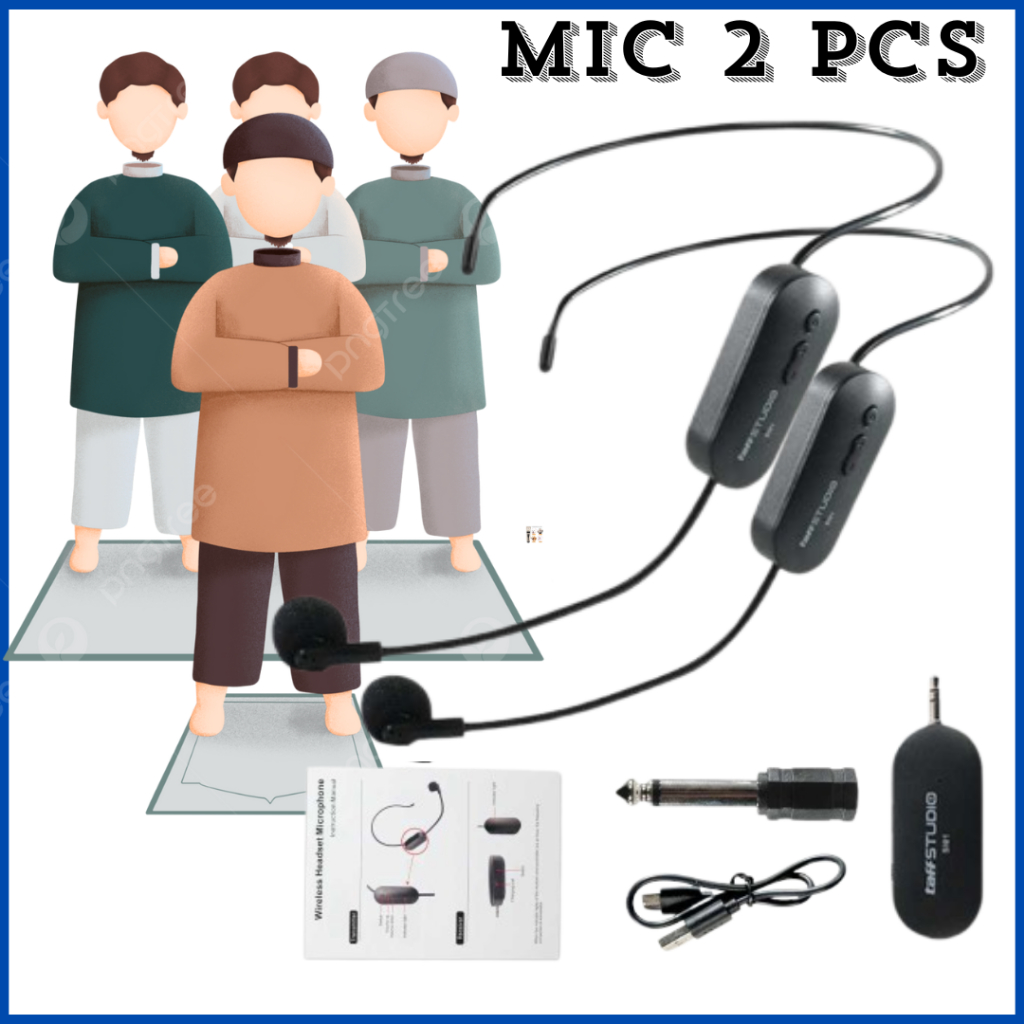 TaffSTUDIO (2 MIC )  mik mic mic bando wireless imam mesjid tanpa kabel sholat uhf terbaik - SI02