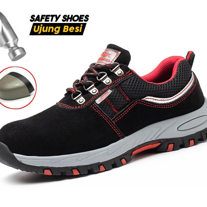 Profesional Kulit Asli Sepatu Safety Boots Pria Safety Ujung Besi Kerja Sneaker Proyek Shoes Olahrag