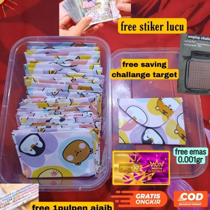 

KF7 saving challance 1 amplop amplop mini free box dan stiker amplop target menabung