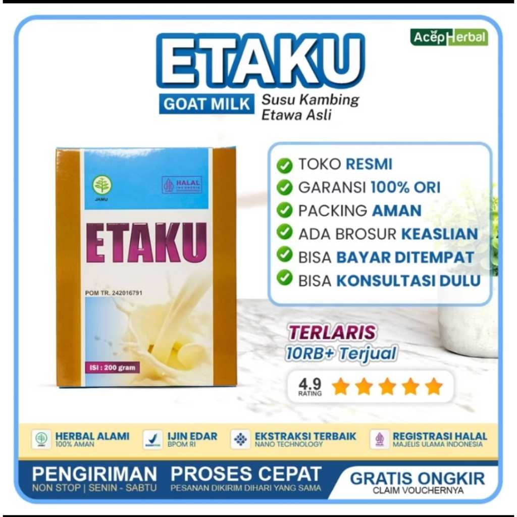 

KHUSUS HARI INI !!! ETAKU Goat Milk Susu Kambing Etawa 100% Original Peninggi Badan Atasi Masalah Persendian Dan Tulang