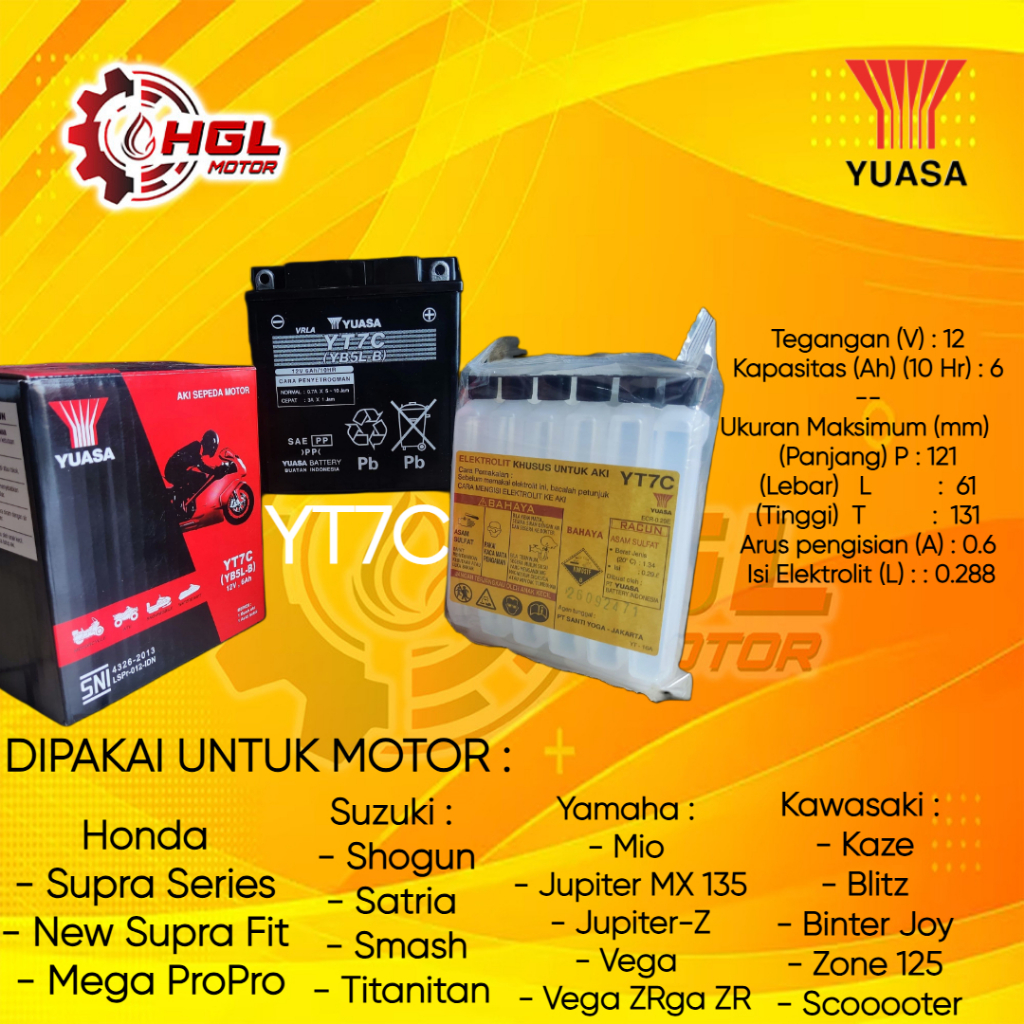 Aki Kering MF Yuasa YT7C Original New