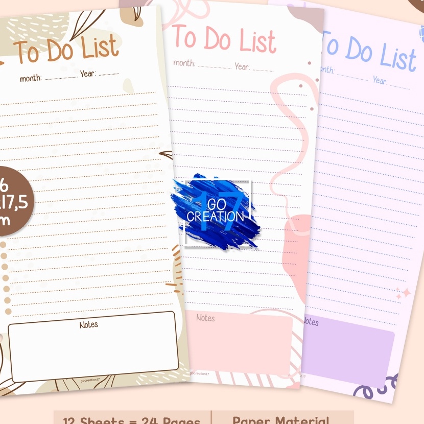 

KI3 Buku Planner Refill Kes Binder To Do List Motif Premium A6