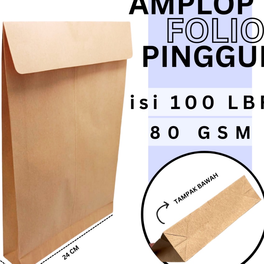 

Ekstra Amplop Coklat Folio PINGGUL 24 x 35Cm isi 1lbrPolos Paper Bag Kraft Amplop