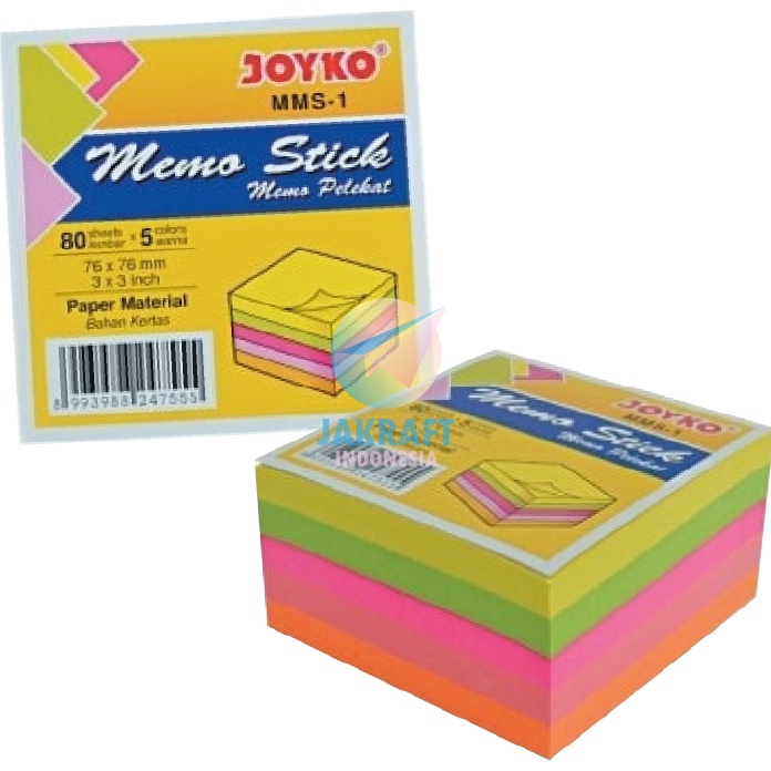 

Terbatas 4 Lembar Kes Memo Stick Tempel 5 Warna JOYKO MMS1 Mix Color Sticky Note 76 x 76 Cm